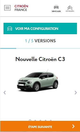 Nouveau modèle Citroën C3, Configurateur