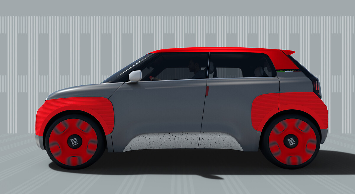 Fiat Concept Centoventi mit Trolley-Batterien und Modul-Innenraum
