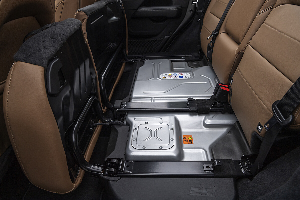Jeep Wrangler 4xe battery pack under second-row seat