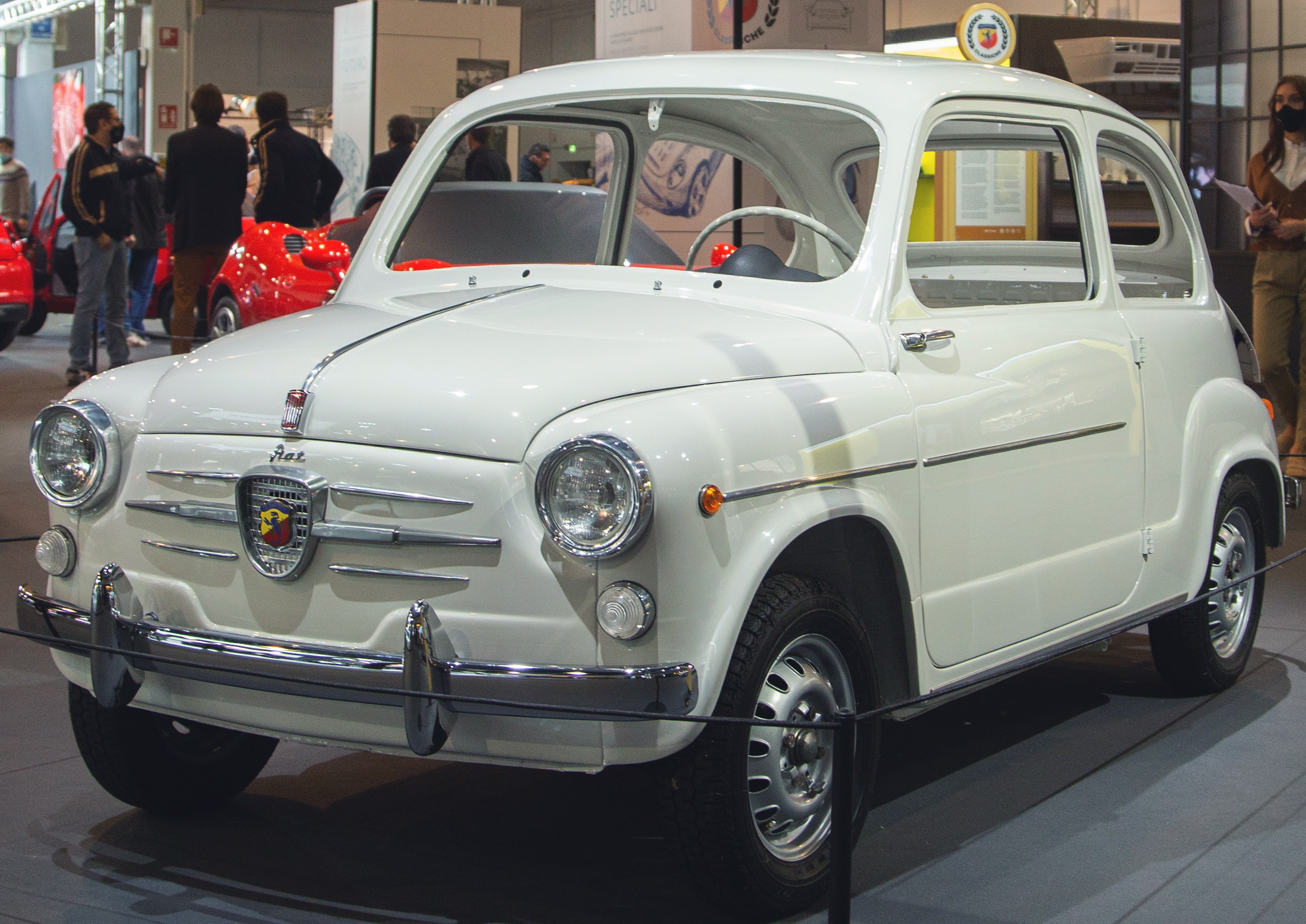 Historic Fiat-Abarth 850 TC on display at the Paris Rétromobile