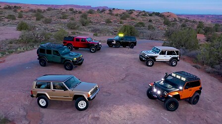The six 2026 Easter Jeep Safari concepts lined up in Moab, Utah